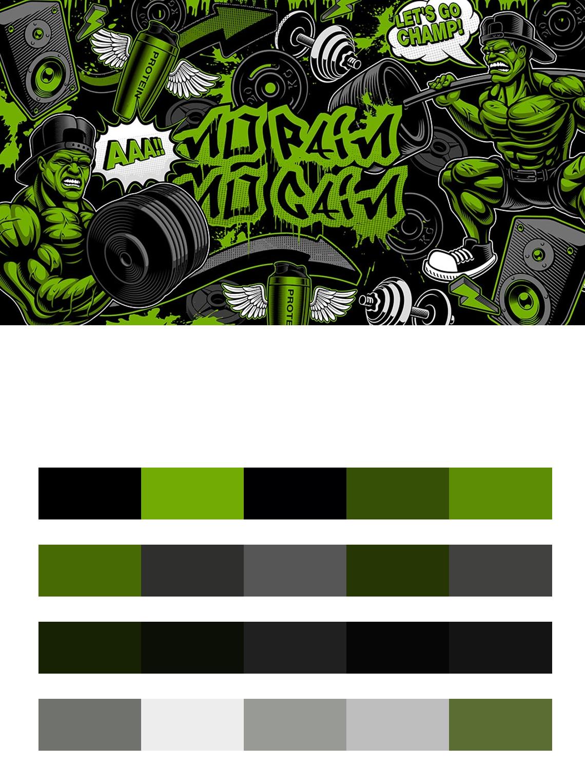 Черно-зеленое граффити цвета